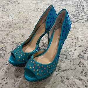 Gianni Bini Turquoise Rhinestone Stilettos